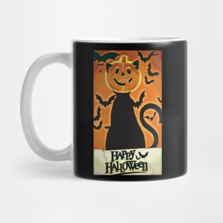 Halloween aesthetics pumpkin cat orange Mug